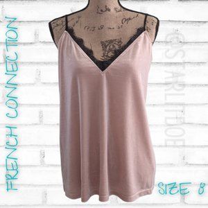 French Connection Velvet Lace Trim Cami NWT